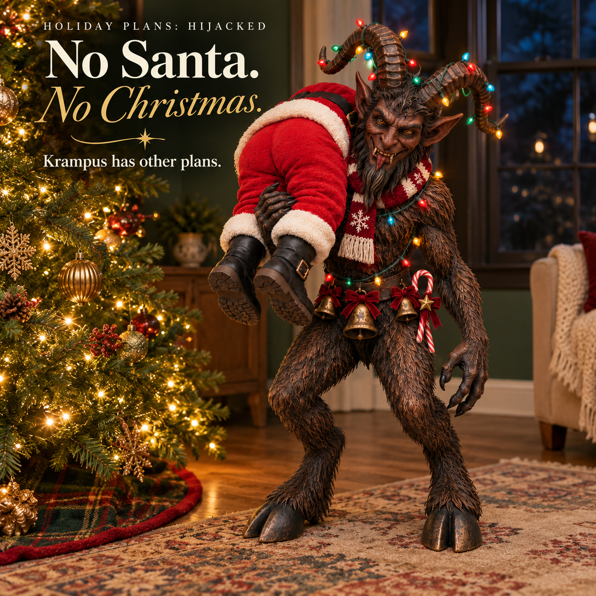😈 No Santa, No Christmas! – Lighted Krampus Porch Decor 🎄