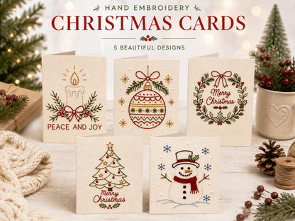 🌲 Christmas Hand Embroidery Card DIY Kit | Stitch Your Way Into the Christmas Spirit ✨ 🎁