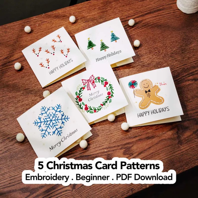 🌲 Christmas Hand Embroidery Card DIY Kit | Stitch Your Way Into the Christmas Spirit ✨ 🎁