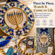 🧘Relaxing & Beginner-Friendly-🕎Hanukkah Mosaic Wreath DIY Kit(💕Step-by-Step Guide Included)