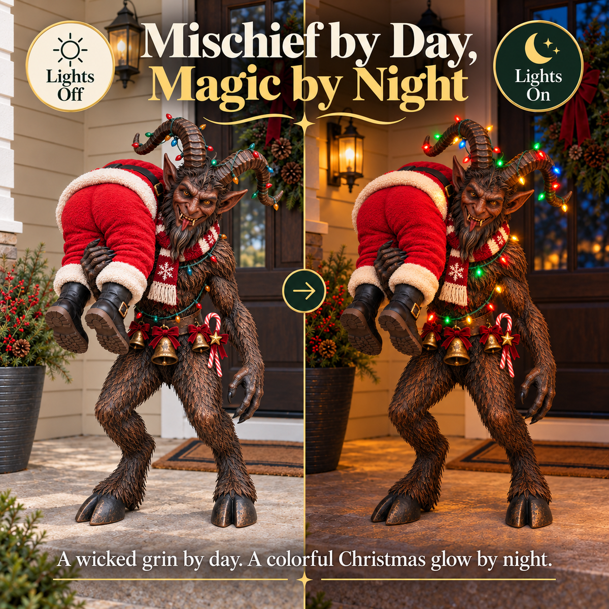 😈 No Santa, No Christmas! – Lighted Krampus Porch Decor 🎄