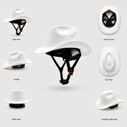 🤠Cowboy-Style Hard Hat – Wide Brim Safety Helmet with Chin Strap🛡️