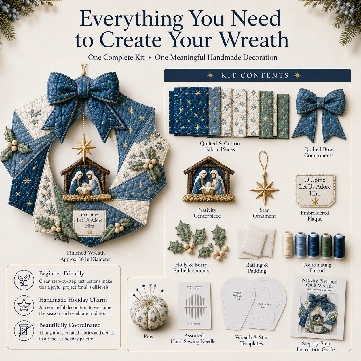 Christmas Fabric Wreath DIY Kit – A Keepsake You’ll Hang with Pride Year After Year💫