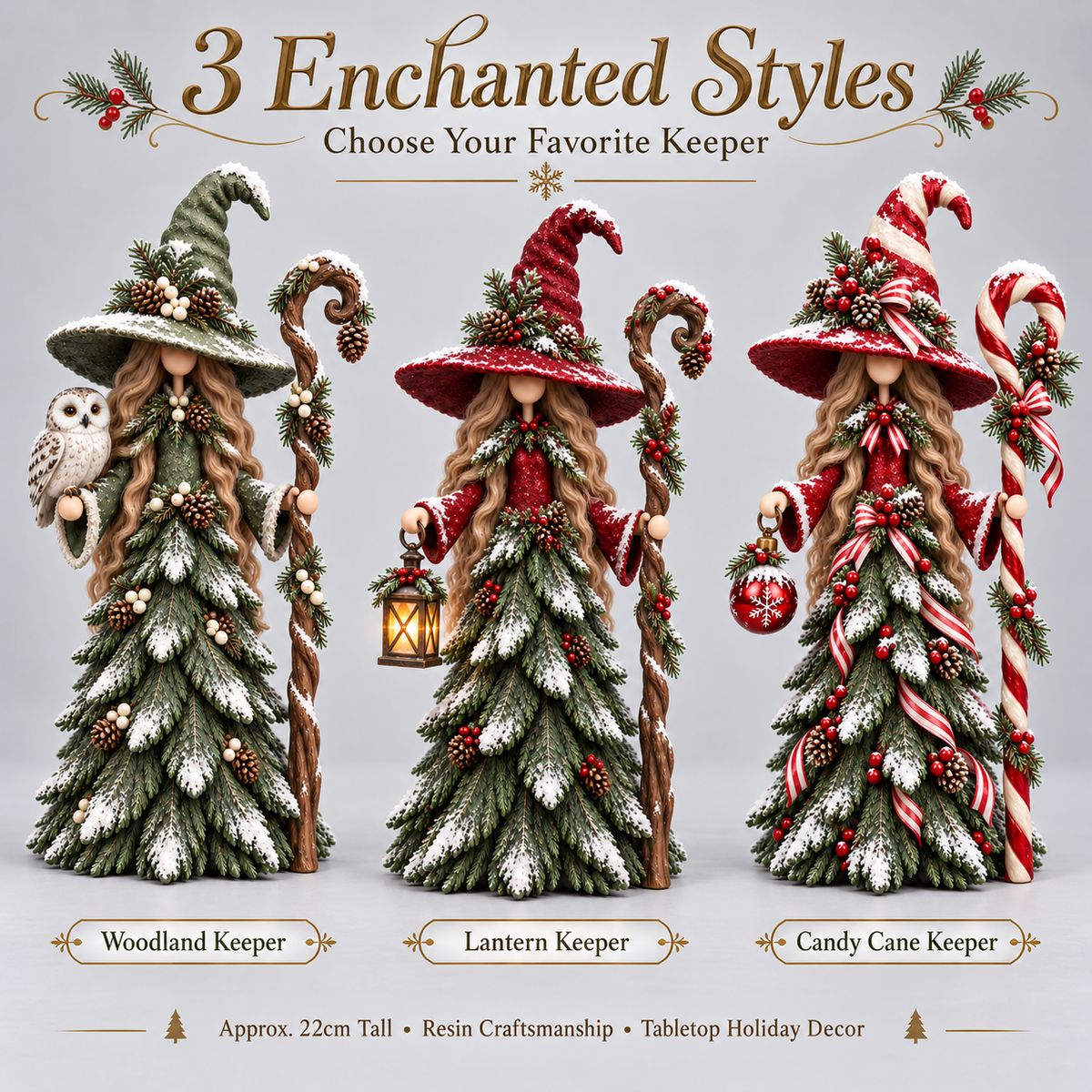 Whimsical Christmas Witch Resin Figurine Collection