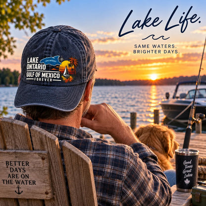 🔥LAST DAY 49% OFF - 🍁🌊Lake Ontario & Gulf Forever Vintage Embroidered Cap (🧢100% Cotton)