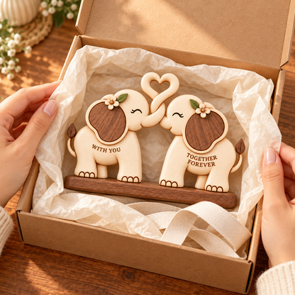 🐘💝Together Forever Wooden Elephant Keepsake – A Meaningful Gift for Someone Special