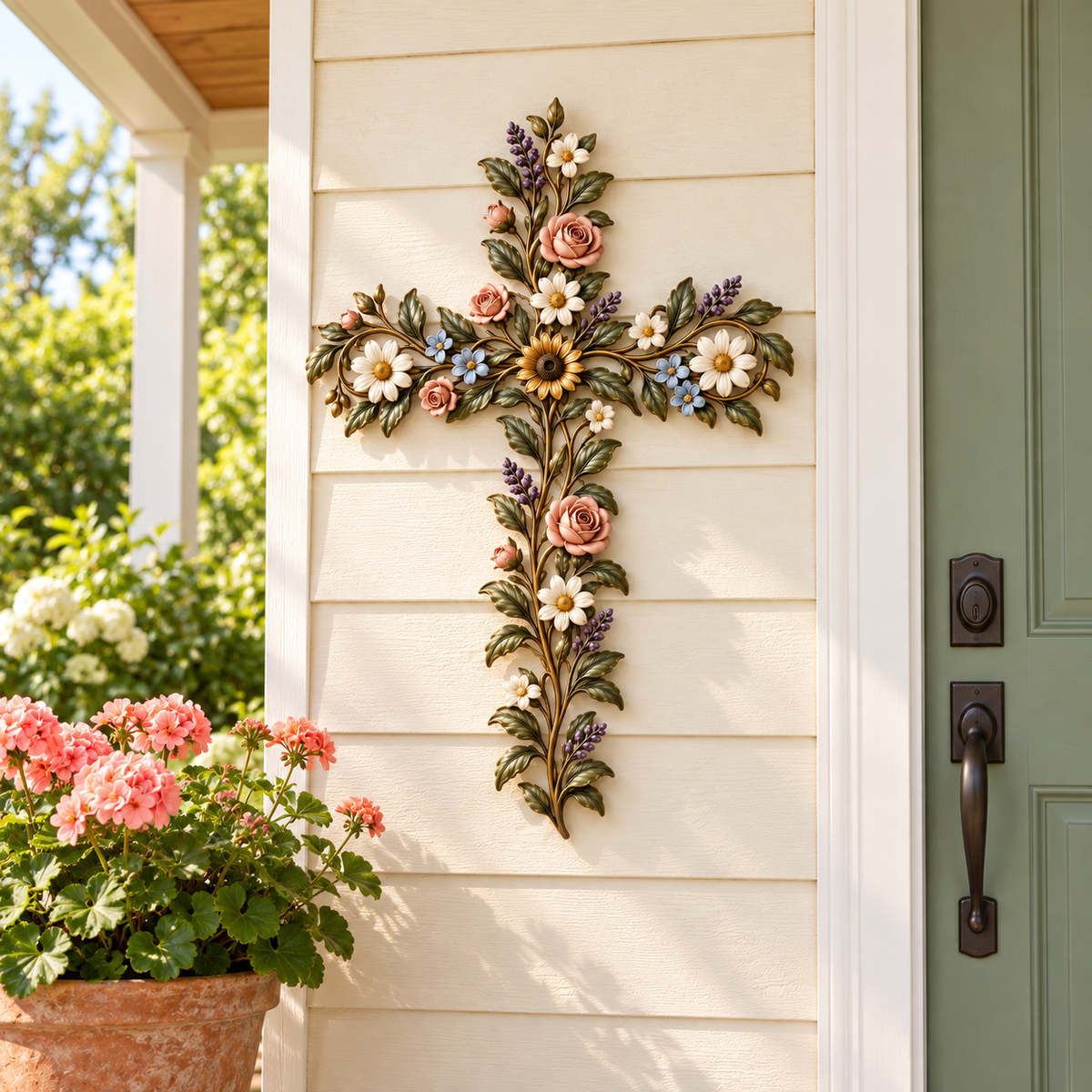 ✝️ Faith in Bloom — Floral Cross Wall Decor