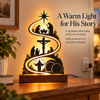 ✝️🔥His Story in Light – USB Nativity to Resurrection Silhouette Lamp