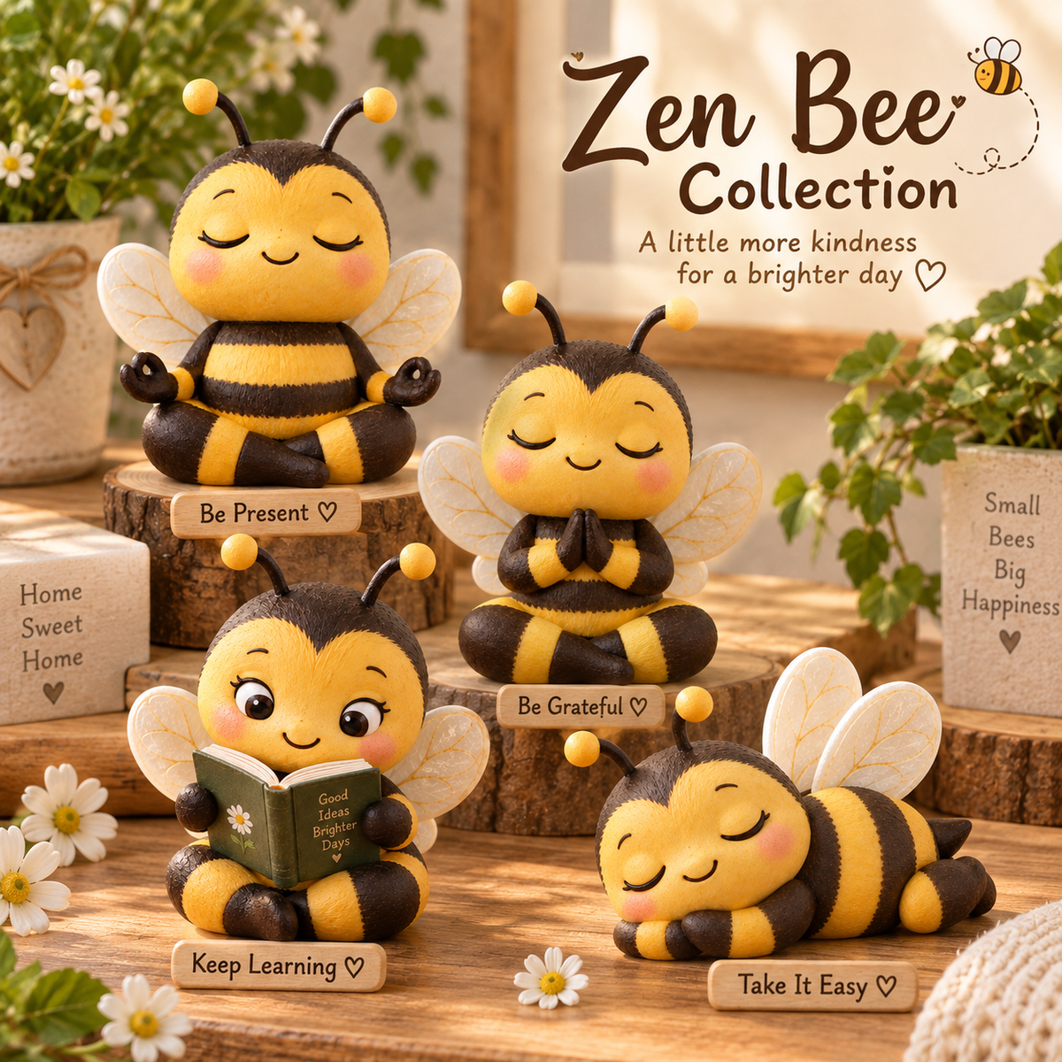 ✨🐝Little Bee, Big Happiness – Adorable Mindful Bee Figurine Collection