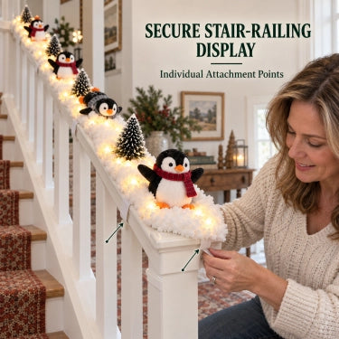 Penguin Christmas Stair Snow Decor