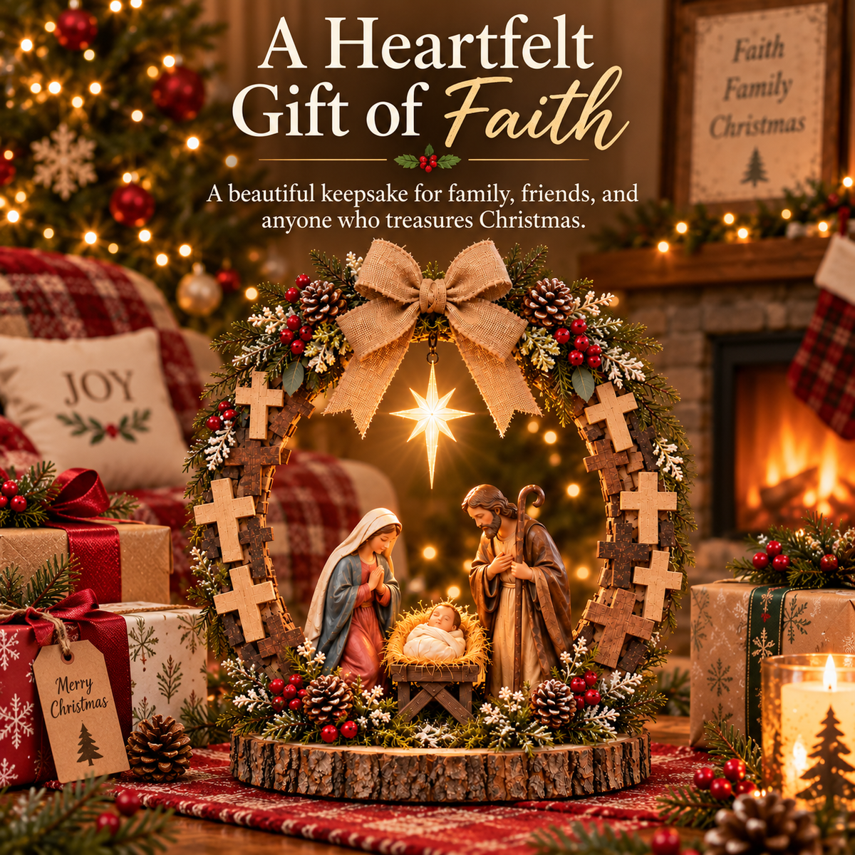 🔥✝️Bethlehem’s Guiding Star | Lighted Nativity Tabletop Decor