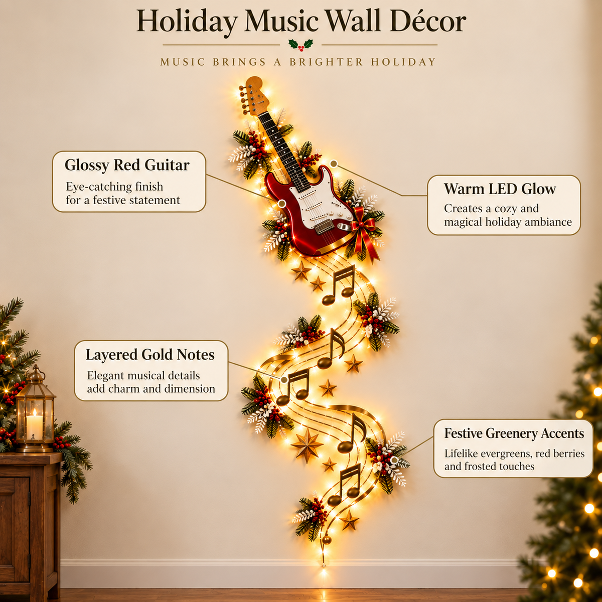 🎄🎵 Christmas Melody Glow™ – Lighted Musical Instrument Wall Décor🔥Buy 2 Get Free Shipping