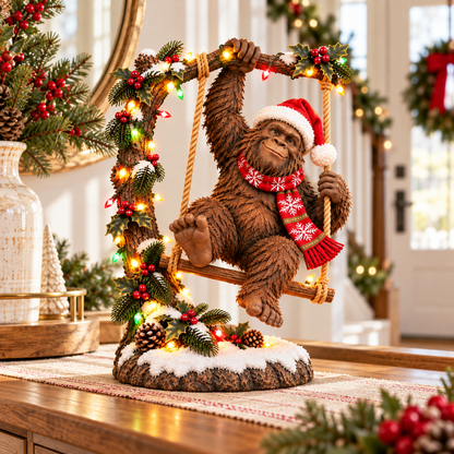 🎄👣 Merry Forest Mischief – Lighted Christmas Sasquatch Figurine ✨