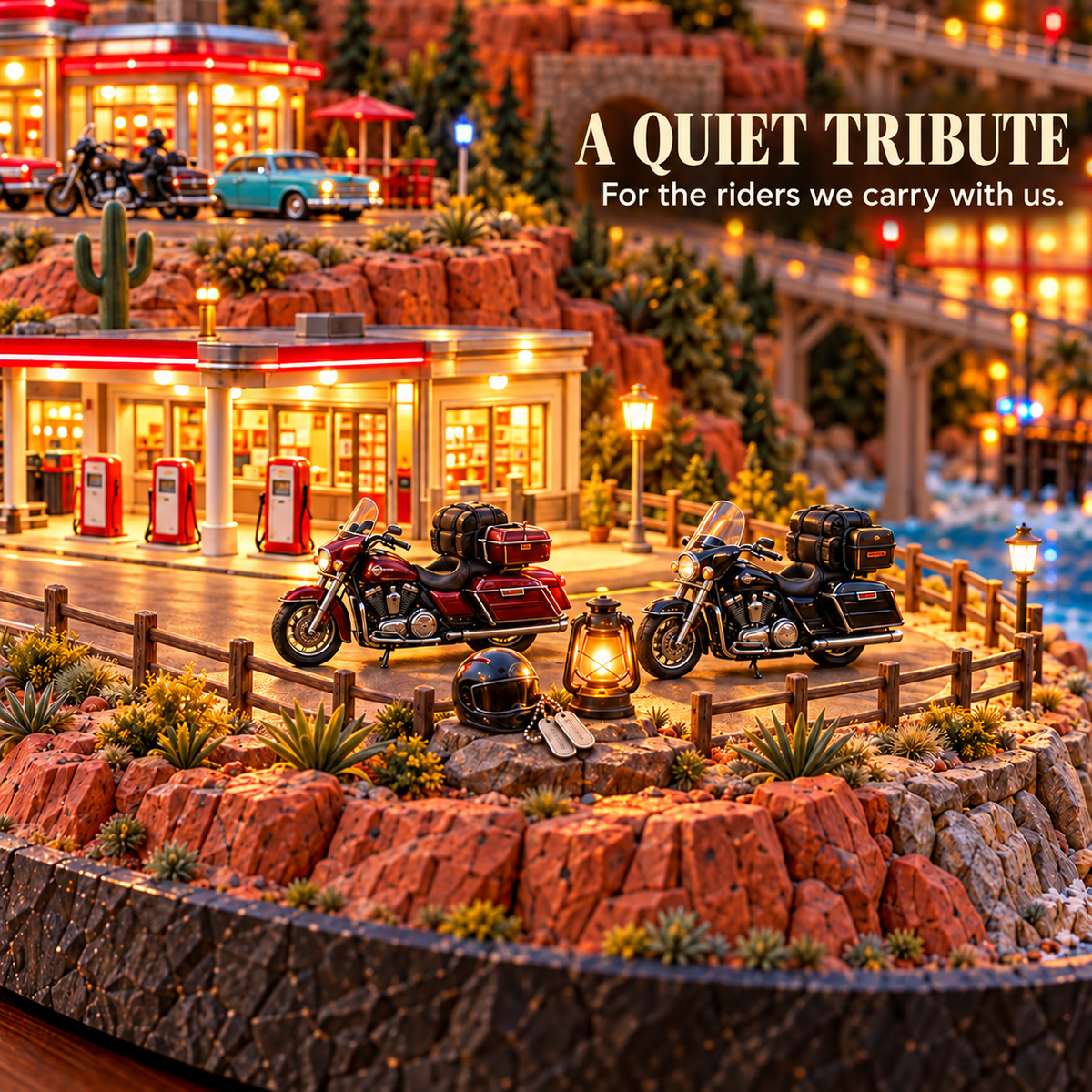 Touring motorcycles on the elevated miniature highway
