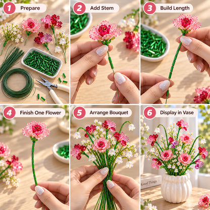 🧘Relaxing & Beginner-Friendly- ✨DIY Beaded Wildflower Bouquet Kit – Handmade Crystal Flower Craft Set