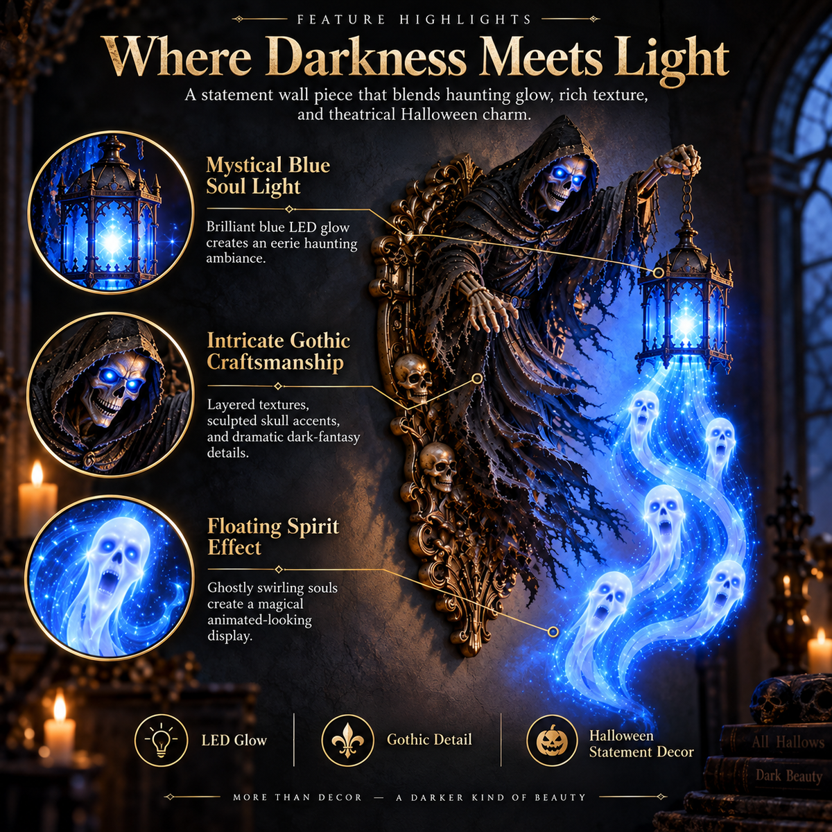 👻Soul Harvester Haunted Lantern Wall Decor-✅Easy to assemble ✅Sturdiness