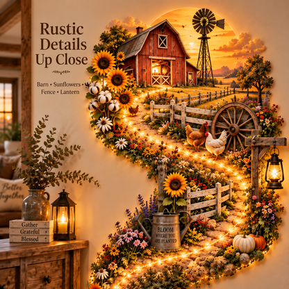 🌻Country Road Home – Illuminated Farmhouse Wall Art