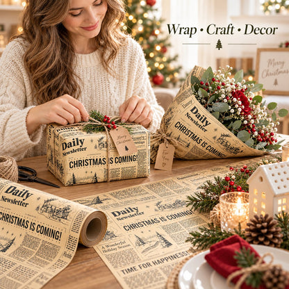 🔥😍Retro Christmas Newsprint Paper Roll📰🎁