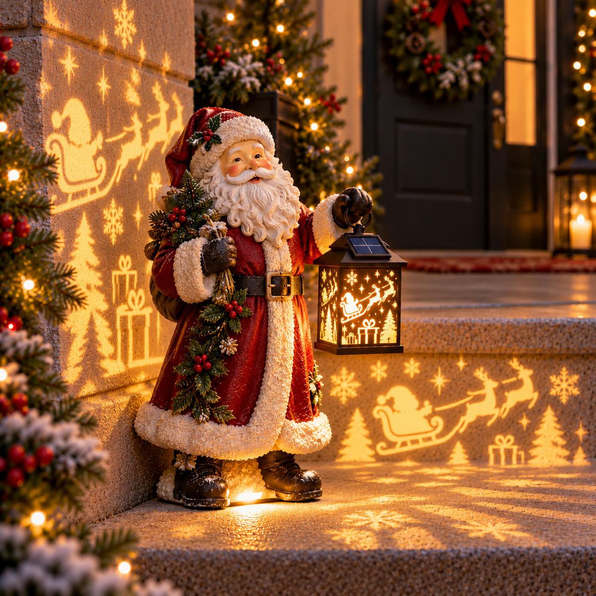 ⛄ Last Day 49% Snowman Nativity Glow™✨ – Solar Christmas Step Light with Holy Family Projection
