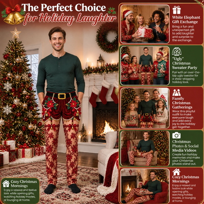 🎅Funny Christmas Pajama Pants – Fake Underwear Optical Illusion