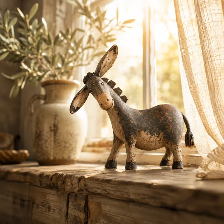 🐴 Vintage Donkey Figurine – Rustic Farmhouse Tabletop Decor