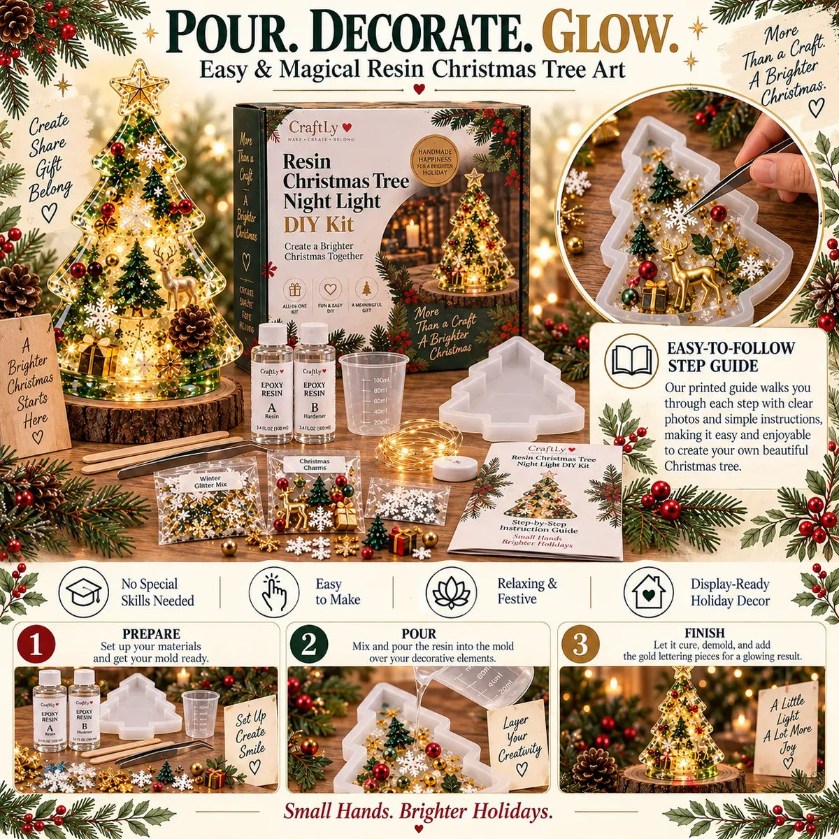 🎄DIY Christmas Tree Night Light Kit — 💕 Step-by-Step Guide Included