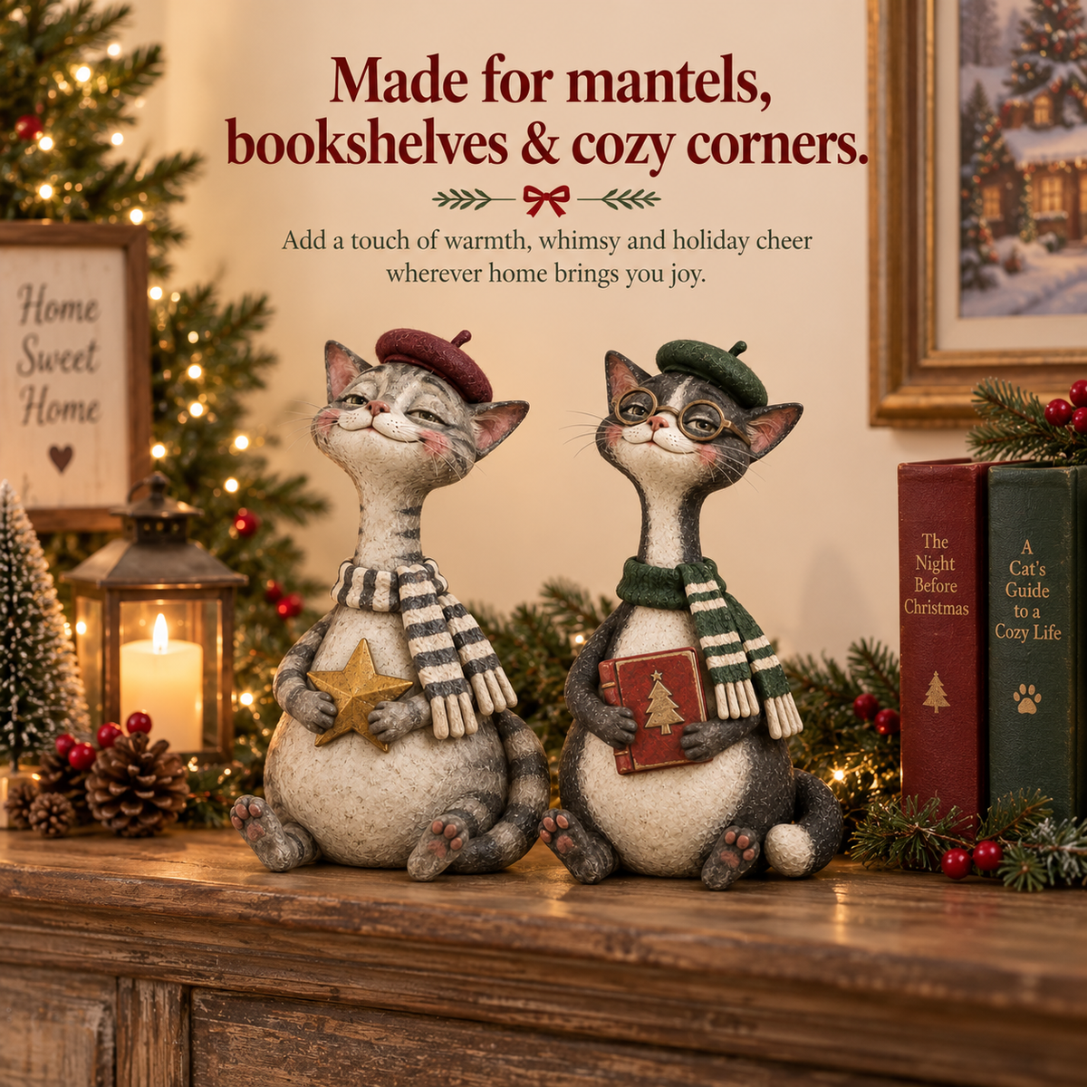 🐱The Christmas Cat Society™ – Whimsical Hand-Painted Holiday Cat Figurine Collection