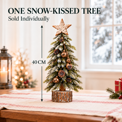 🎄Snow-Kissed Woodland Christmas Tree Trio – Tabletop Holiday Decor