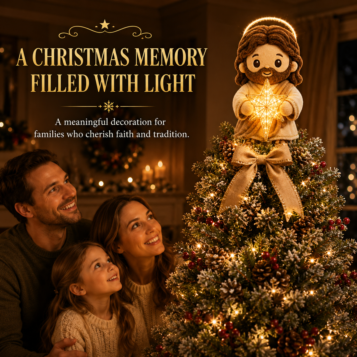 🙏 Cute Jesus Christmas Tree Topper – A Touch of Faith for the Holidays