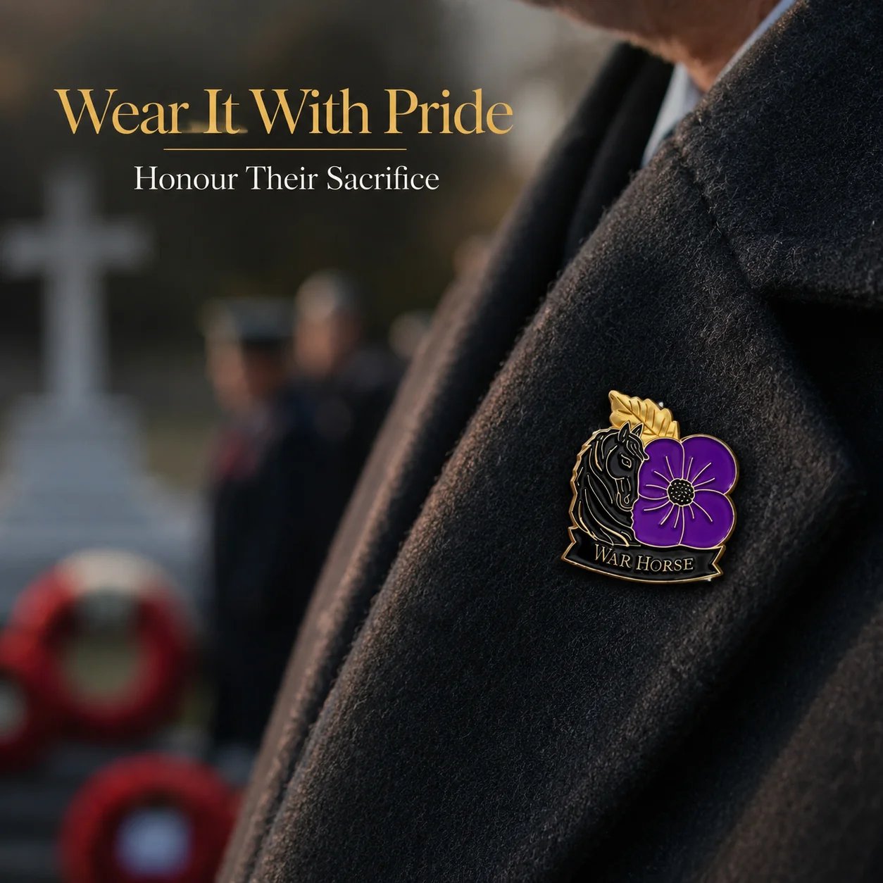 🎁 2027 Fellime®Limited Edition War Horse Purple Poppy 111th Anniversary Remembrance Brooch