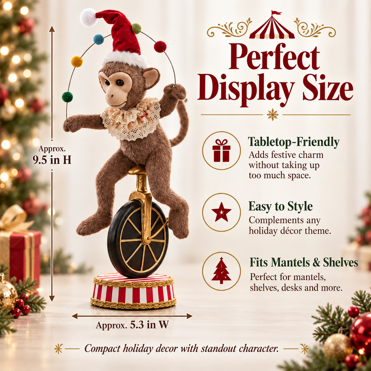 Christmas Unicycle Circus Friends™ Vintage Holiday Animal Figurines