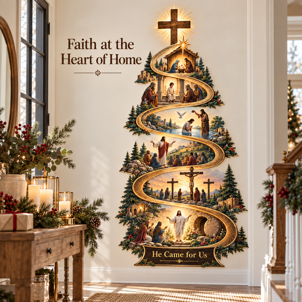 ✝️ He Came for Us – Nativity to Resurrection Wall Decor