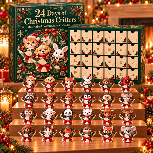 🎄 24 Days of Christmas Critters – Mini Animal Bouquet Advent Calendar