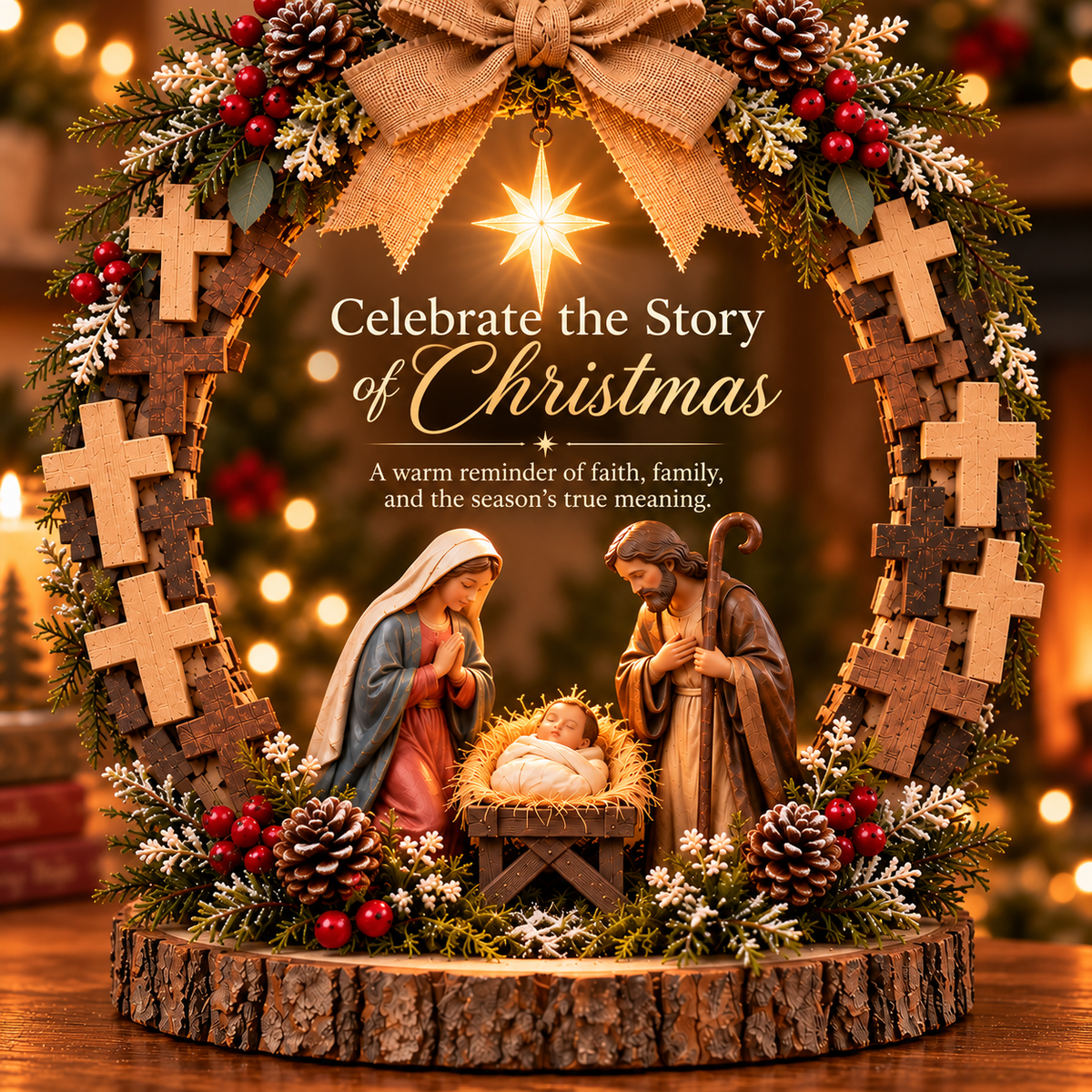 🔥✝️Bethlehem’s Guiding Star | Lighted Nativity Tabletop Decor