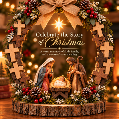 🔥✝️Bethlehem’s Guiding Star | Lighted Nativity Tabletop Decor