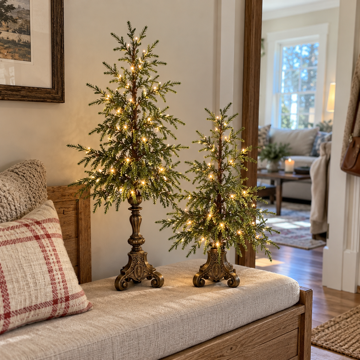 Vintage Lighted Norfolk Pine Trees