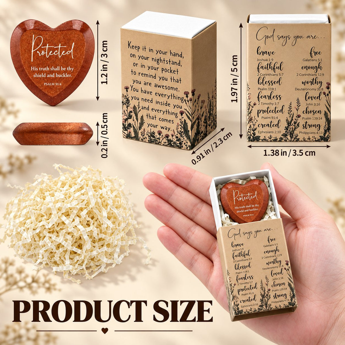 Christian Pocket Heart and Gift Box Size