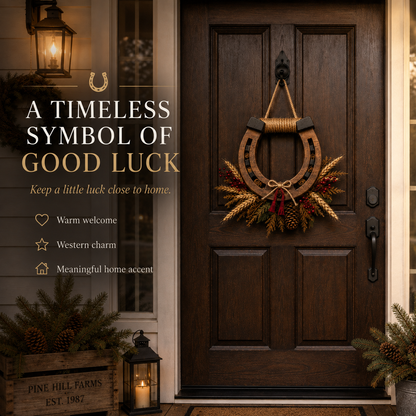 Good Luck Lives Here Horseshoe Wreath