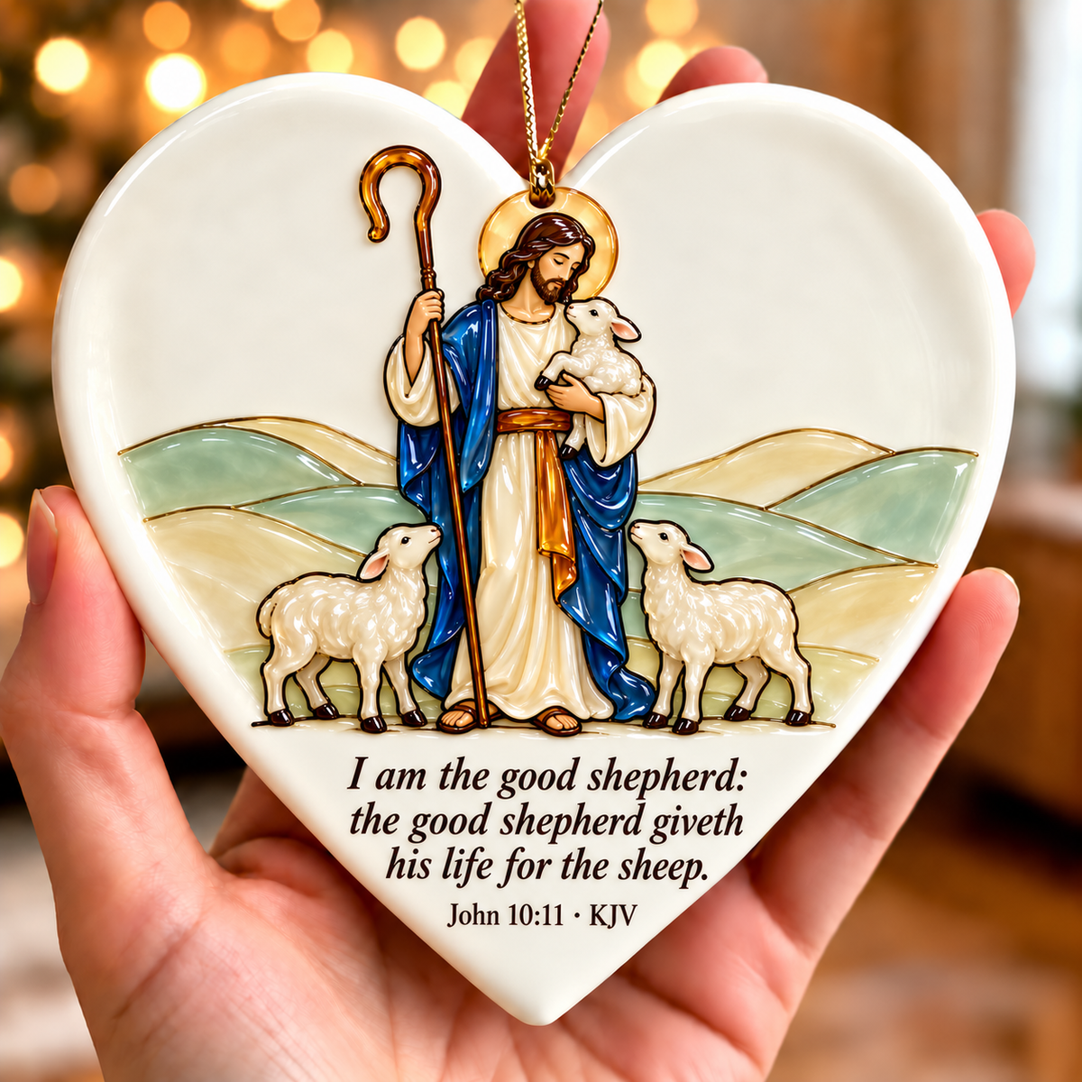 🤍✨ Sacred Stories™ Sea Glass Relief Bible Verse Heart Ornament ✝️