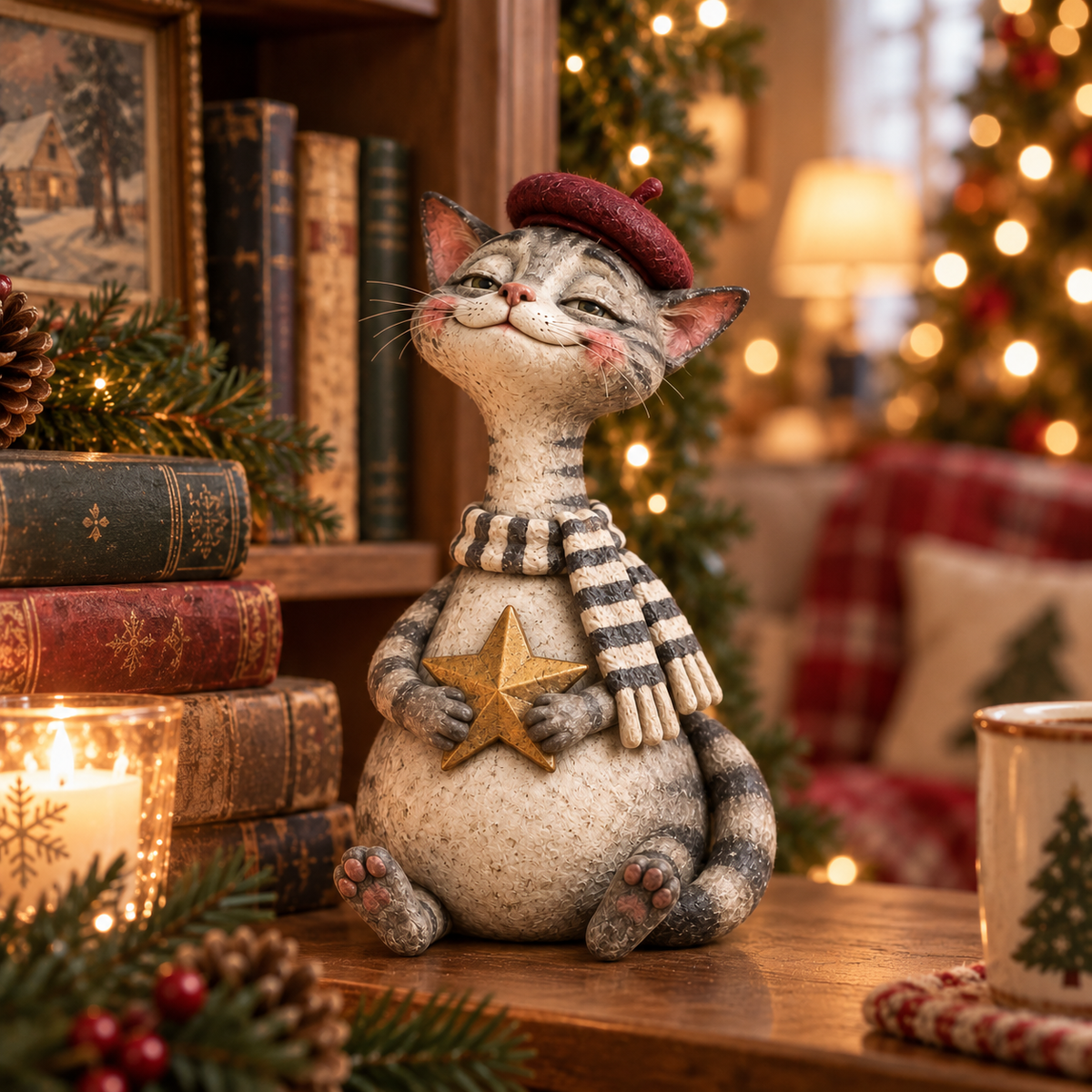 The Tree Keeper Christmas cat figurine