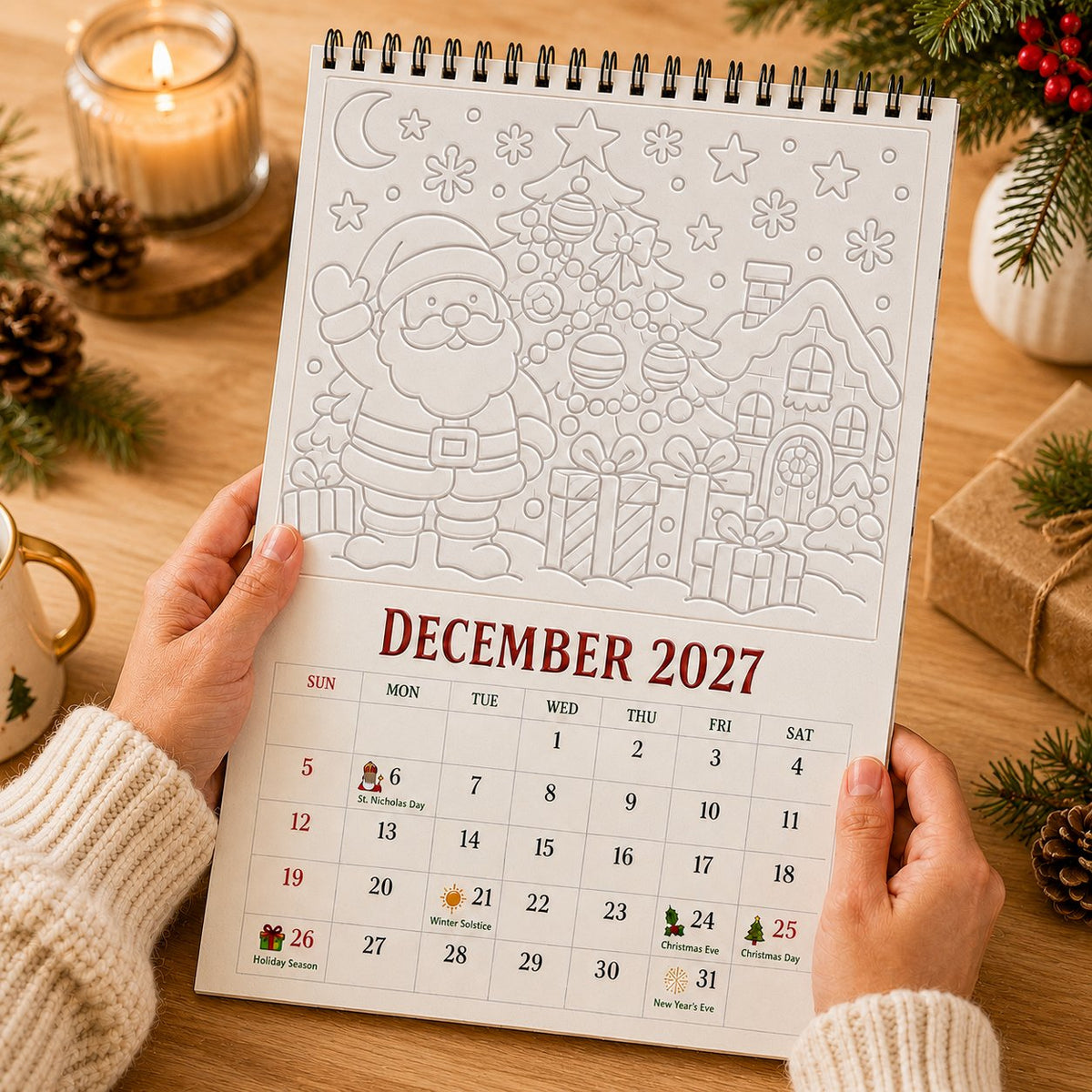 Uncolored December 2027 trace by groove calendar