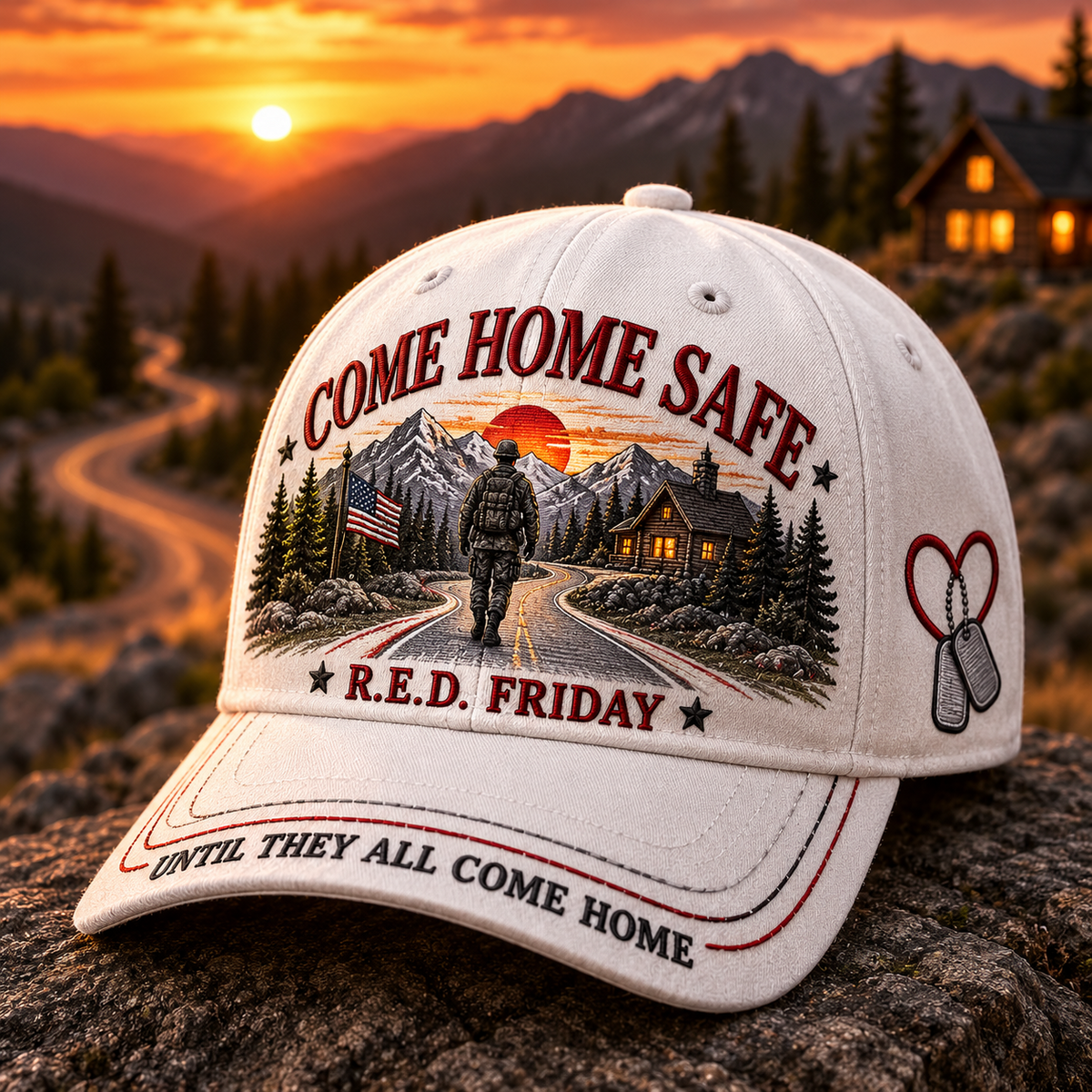 🧢100% Cotton RED Friday Come Home Safe Baseball Cap-❤Ultra-Breathable & Lightweight Comfort & Unisex