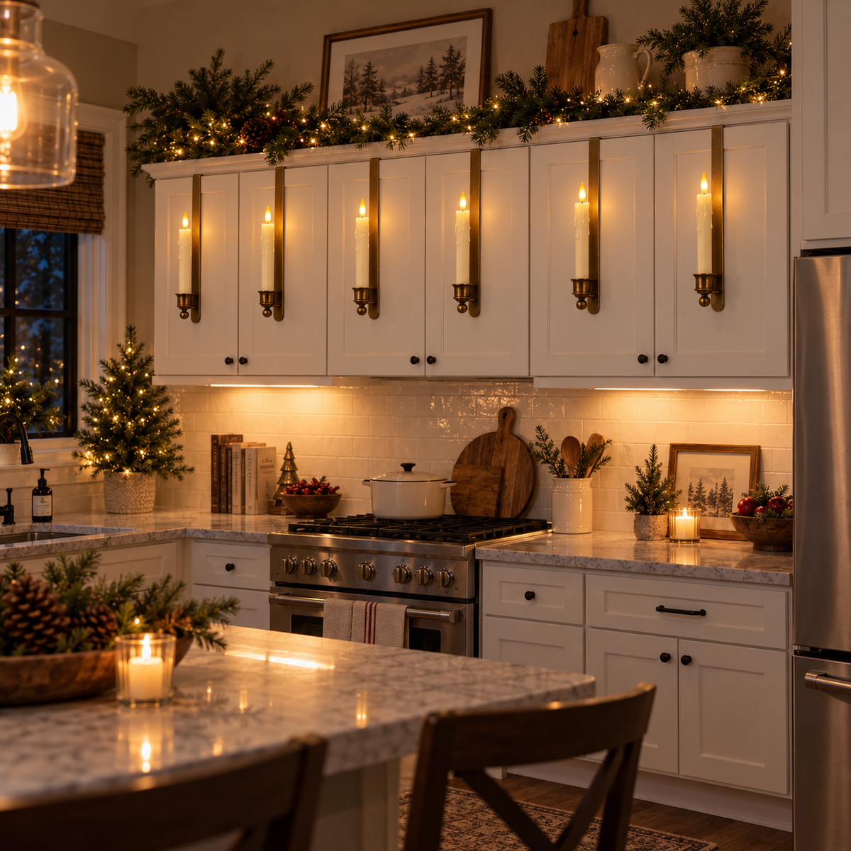 Vintage lighted cabinet candles
