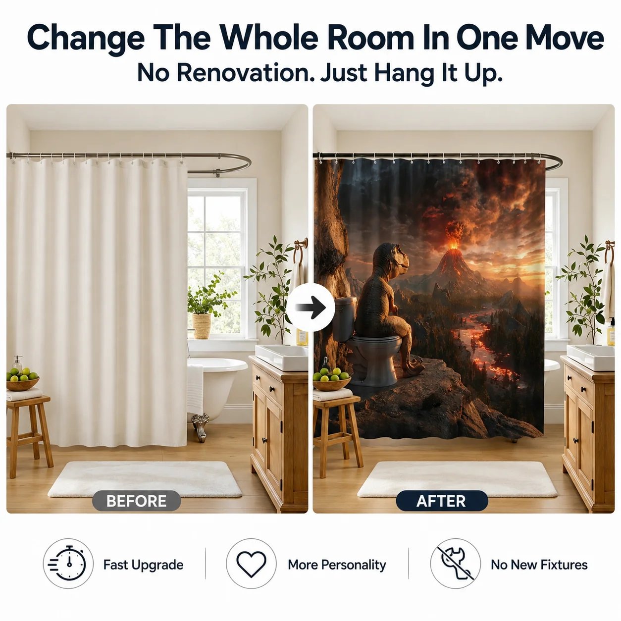 🦖🚽Quirky Bathroom Shower Curtain Collection🤣