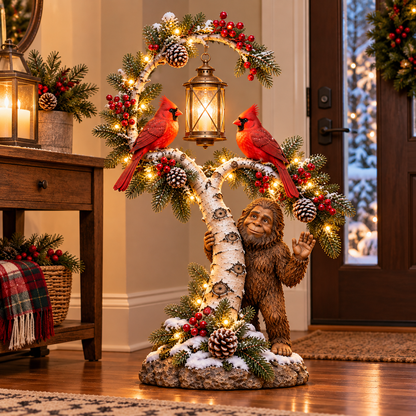 ✨Woodland Wave™ – Lighted Sasquatch & Cardinal Christmas Porch Décor