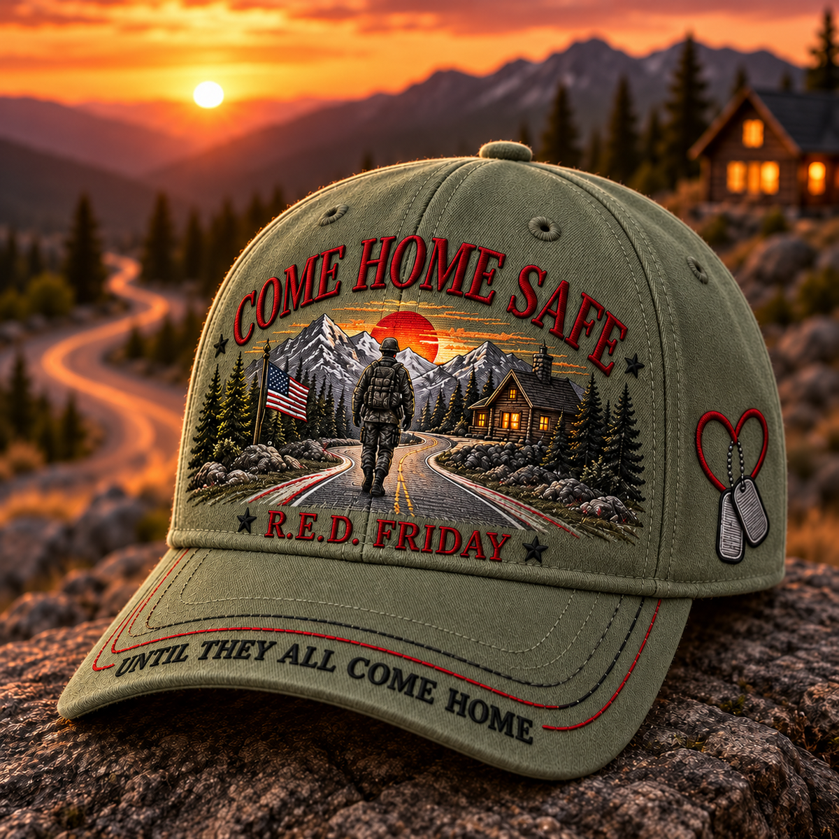 🧢100% Cotton RED Friday Come Home Safe Baseball Cap-❤Ultra-Breathable & Lightweight Comfort & Unisex