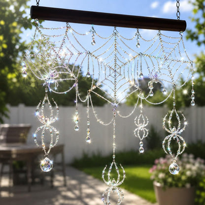 🕷️ Handmade 3D Crystal Spiderweb Suncatcher | Ready-to-Hang Window Decor