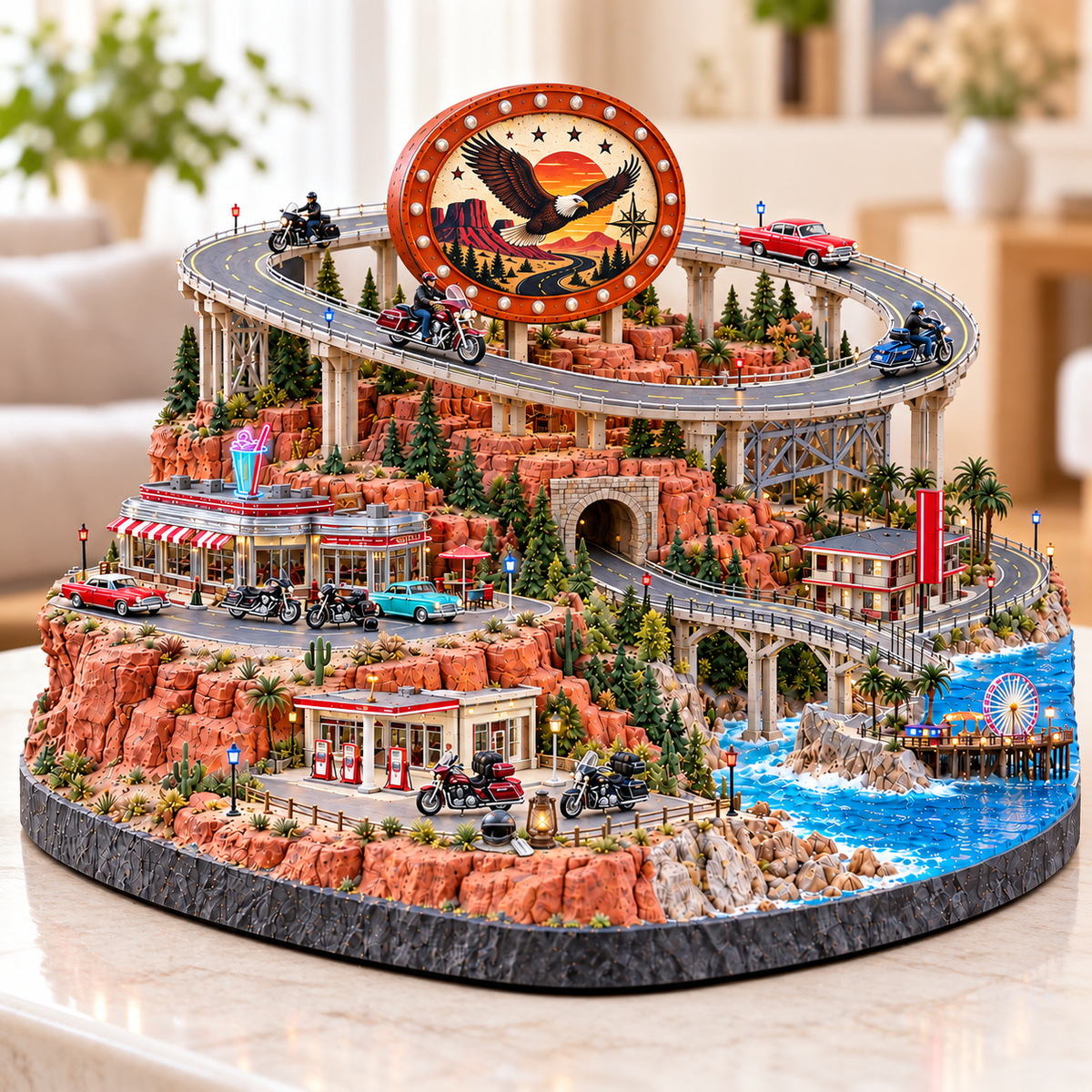 Complete eagle roadscape with open-highway scenery