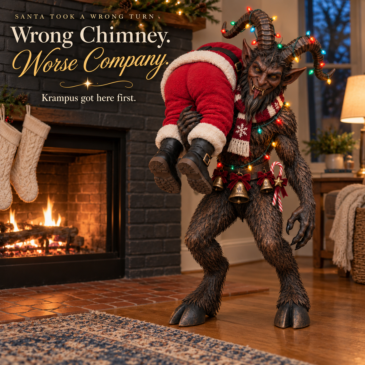 😈 No Santa, No Christmas! – Lighted Krampus Porch Decor 🎄