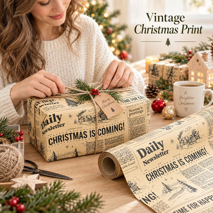 🔥😍Retro Christmas Newsprint Paper Roll📰🎁